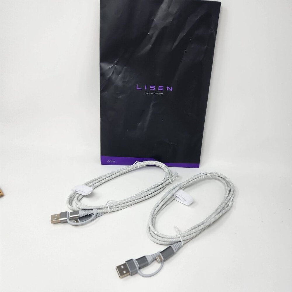 Lisen A/C To L Data Cable 2-Pack 6.6ft White